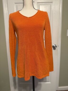 J. McLaughlin Orange V-Neck Long Sleeve Sweater